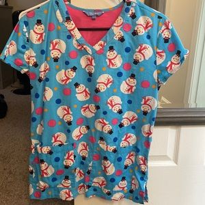 Snowman scrub top